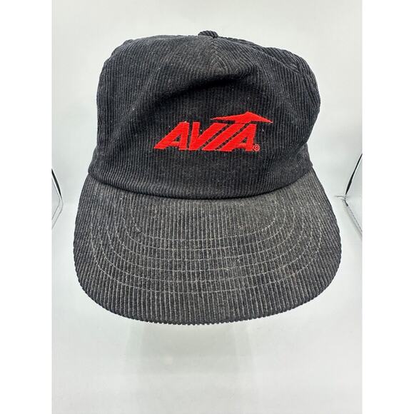 Vintage AVIA Corduroy SnapBack Trucker Hat Black Embroidered Logo - Picture 2 of 9
